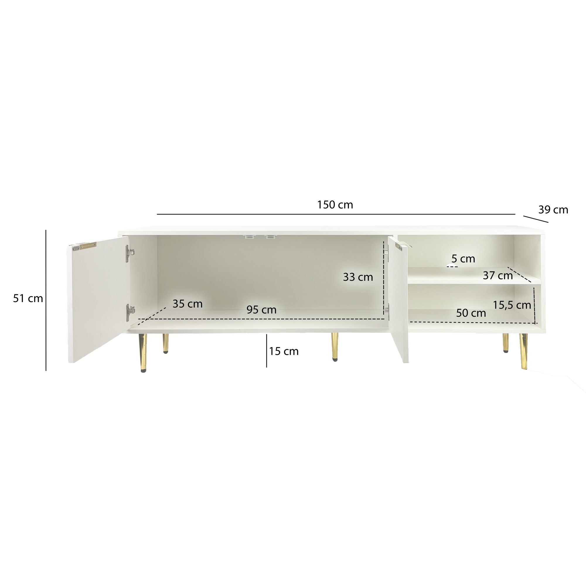Lowboard Tynset Weiß 150 × 39 × 51 cm