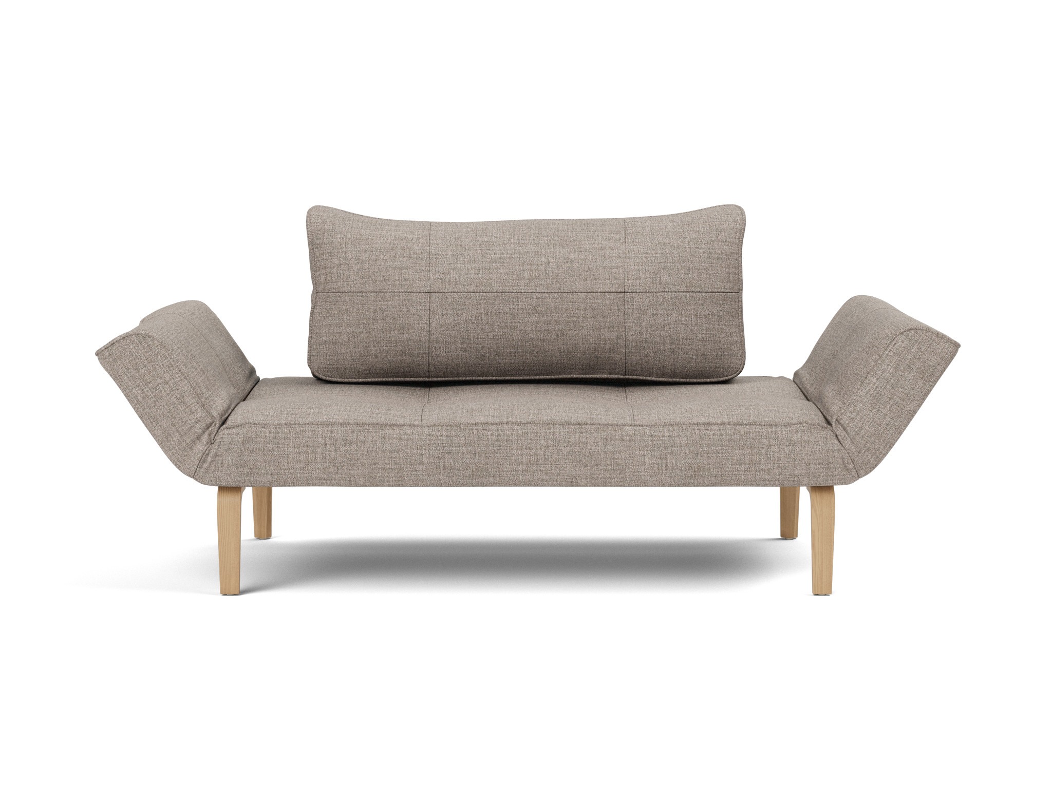 Tagesbett Zeal Chenille Yuveno 472-Warm-Grey Beine Bow Eiche
