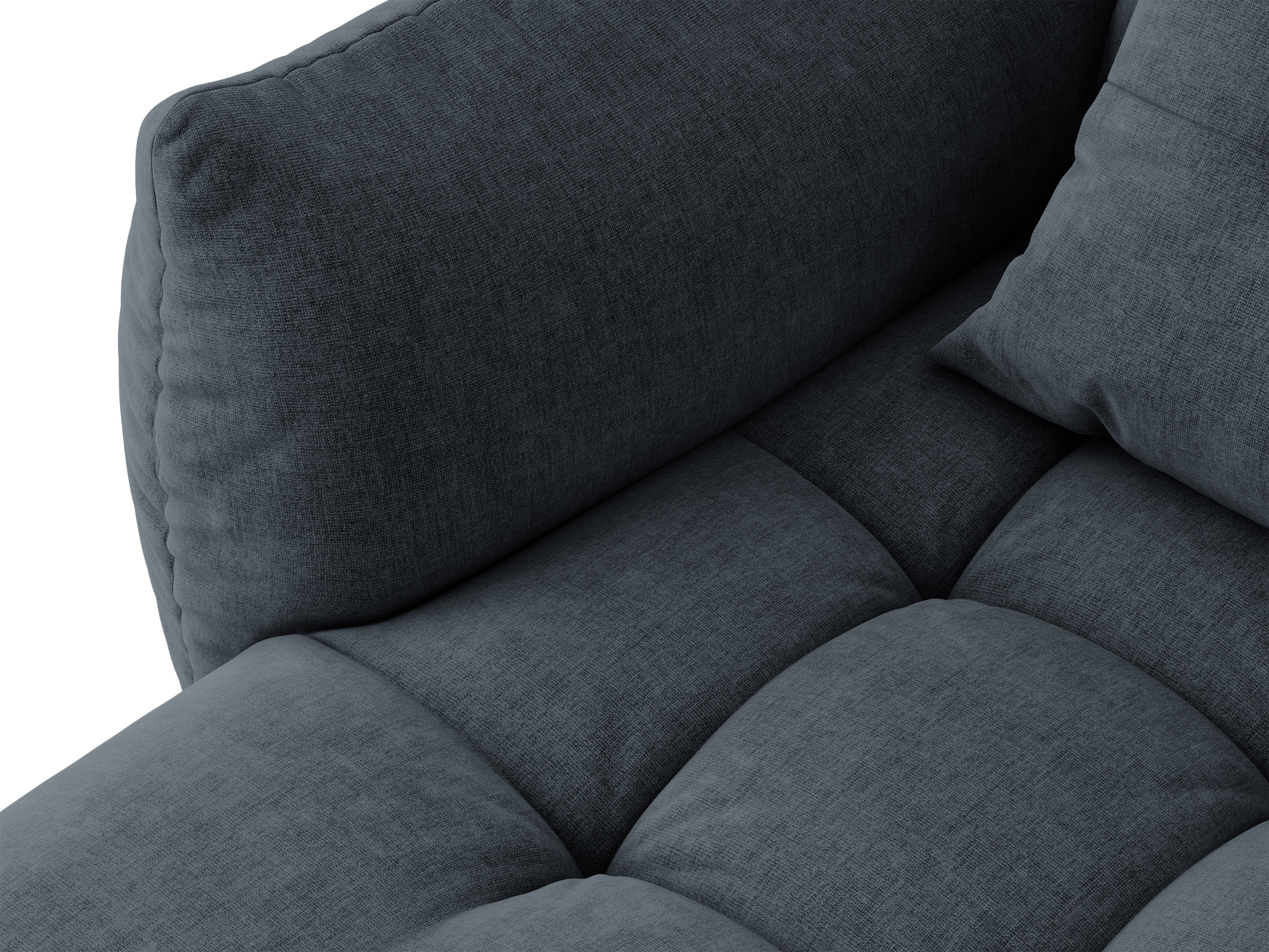 Micadoni Bloom Ecksofa 6-Sitzer Links Strukturierter Stoff Wind Marineblau