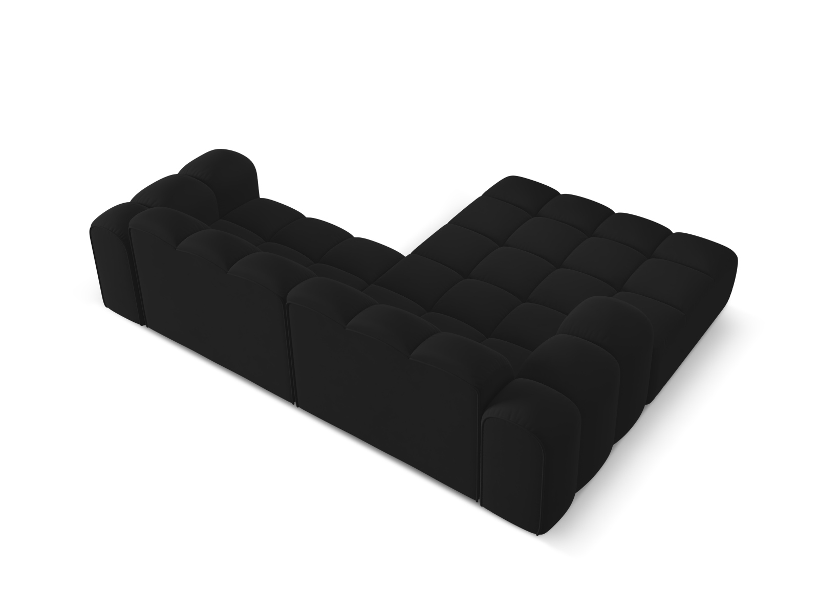 Cosmopolitan Design Ecksofa Treno 3-Sitzer Samt Bluvel Schwarz Links