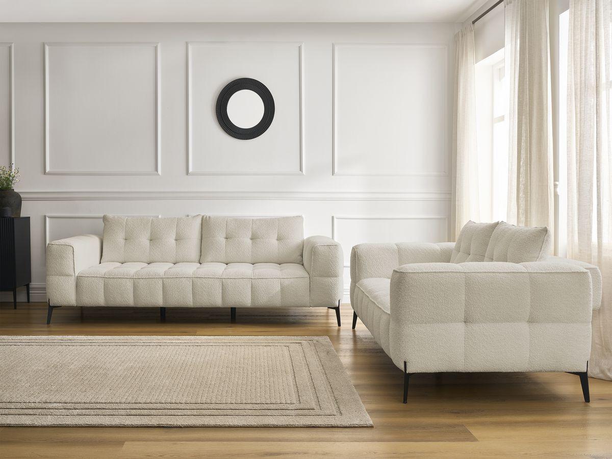 Bobochic Anis Sofa 5-Sitzer Bouclé-Stoff Beige
