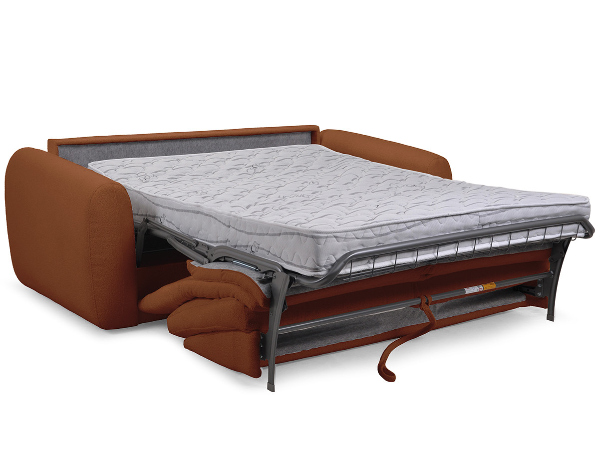Bobochic Minorque Schlafsofa 2,5-Sitzer Chenille Orange, Liegefläche 160 × 200 cm