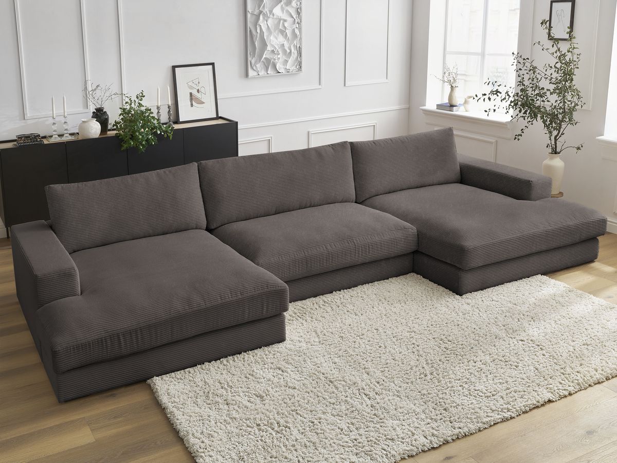 Bobochic Leonard Wohnlandschaft 349 × 159 cm Cordsamt Braun