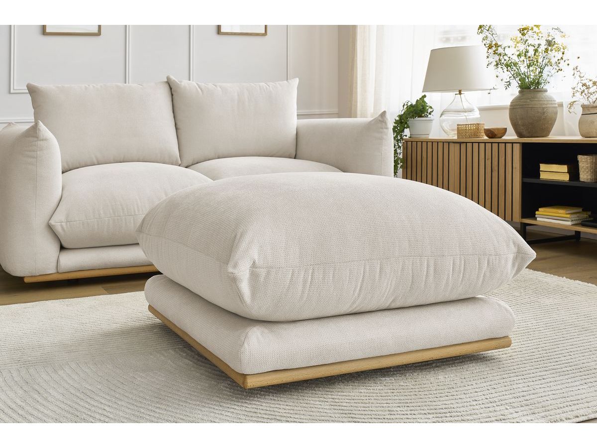 Bobochic Ernest Sofa 3-Sitzer mit Pouf 193 × 106 cm Stoff Beige
