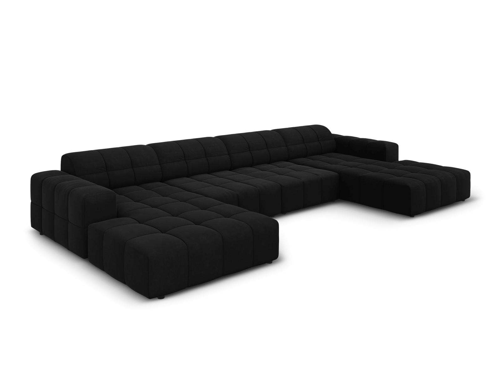 Cosmopolitan Design Panoramasofa Chicago 6-Sitzer Samt Bluvel Schwarz