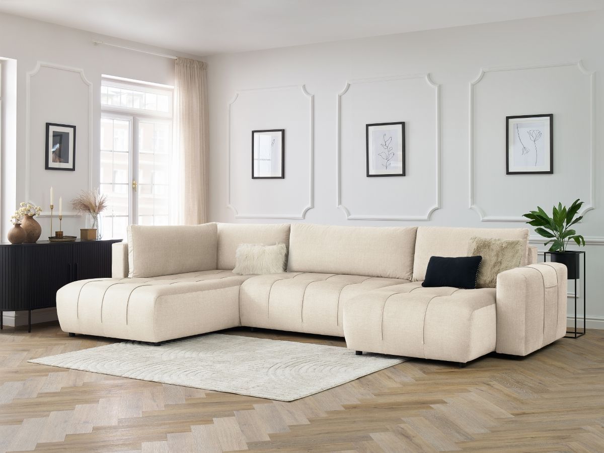 Bobochic Arsene Wohnlandschaft Samt Beige Ecke rechts