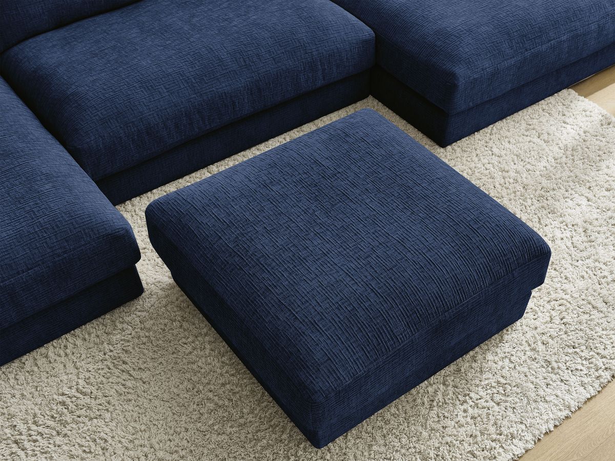 Bobochic Leonard Wohnlandschaft mit Pouf 404 × 159 cm Strukturstoff Dunkelblau