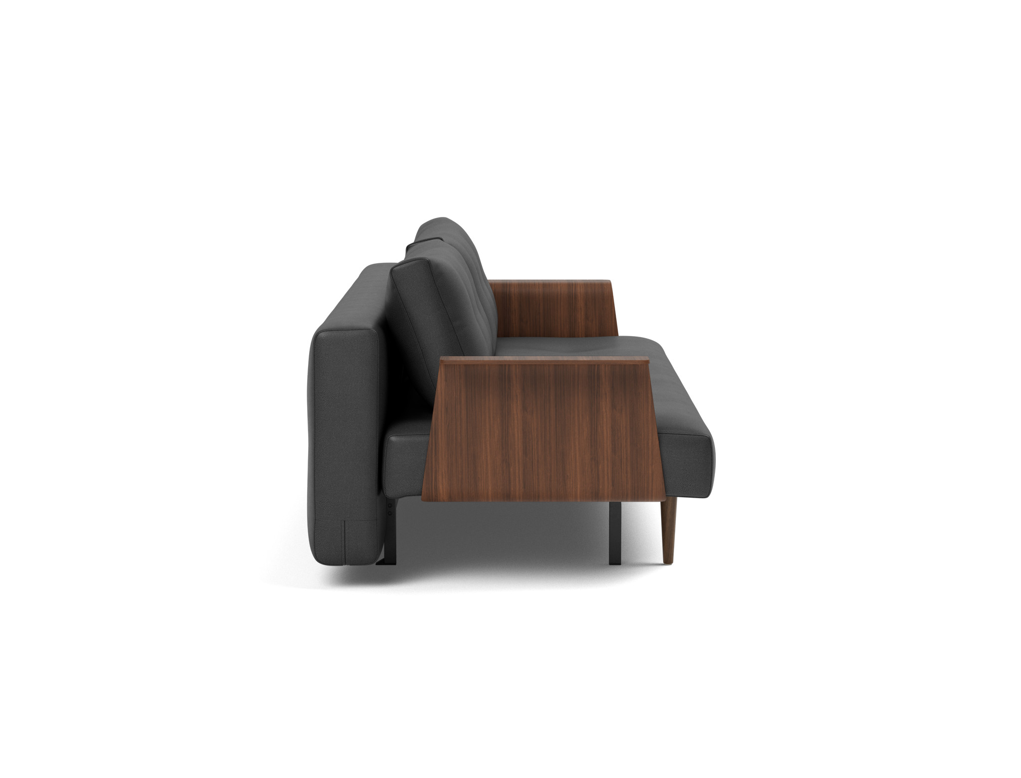Schlafsofa Recast mit Armlehnen Lederoptik Faunal 550-Black