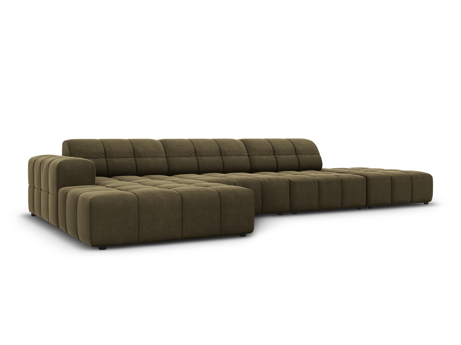 Cosmopolitan Design Ecksofa Chicago 5-Sitzer offen Samt Bluvel Grün Links