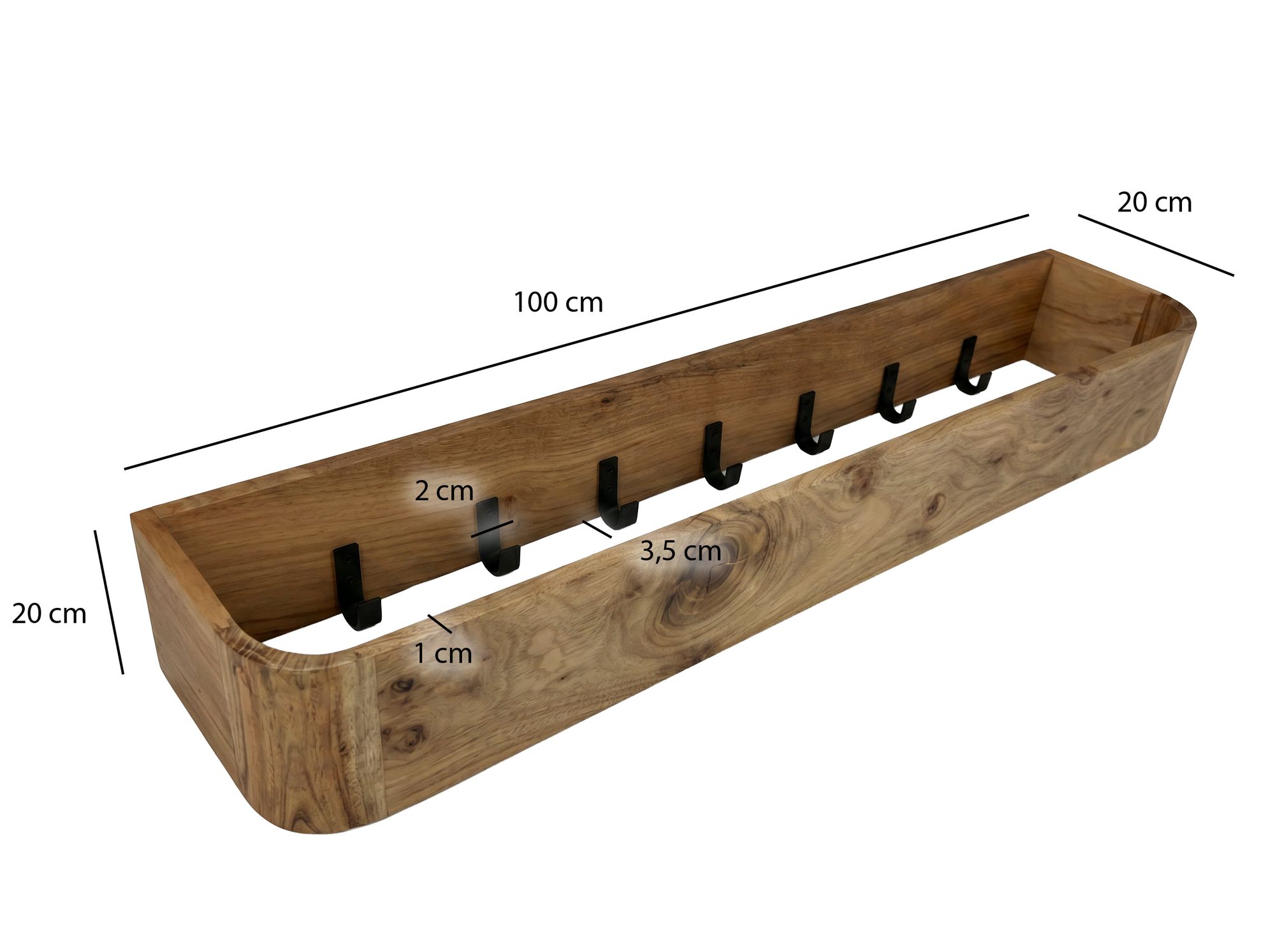Wandgarderobe Utsira Akazie Massivholz 100 × 20 × 20 cm