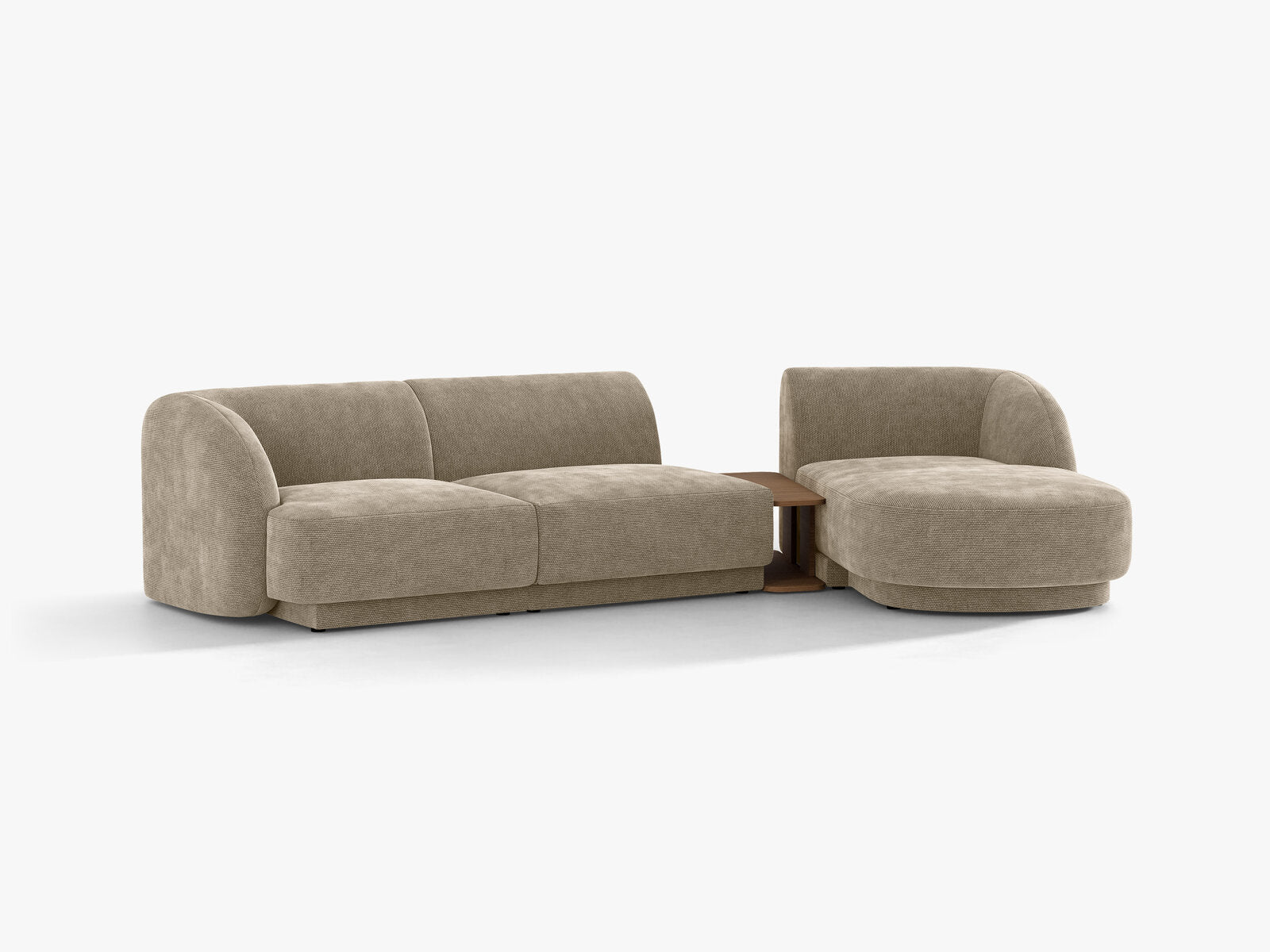 Micadoni Modulares Sofa Miley mit Recamiere 3-Sitzer Rechts Chenille Haga Beige