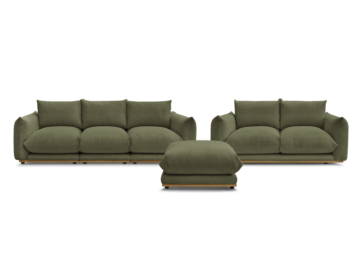 Bobochic Ernest Sofa 5-Sitzer mit Pouf Cordsamt Grün