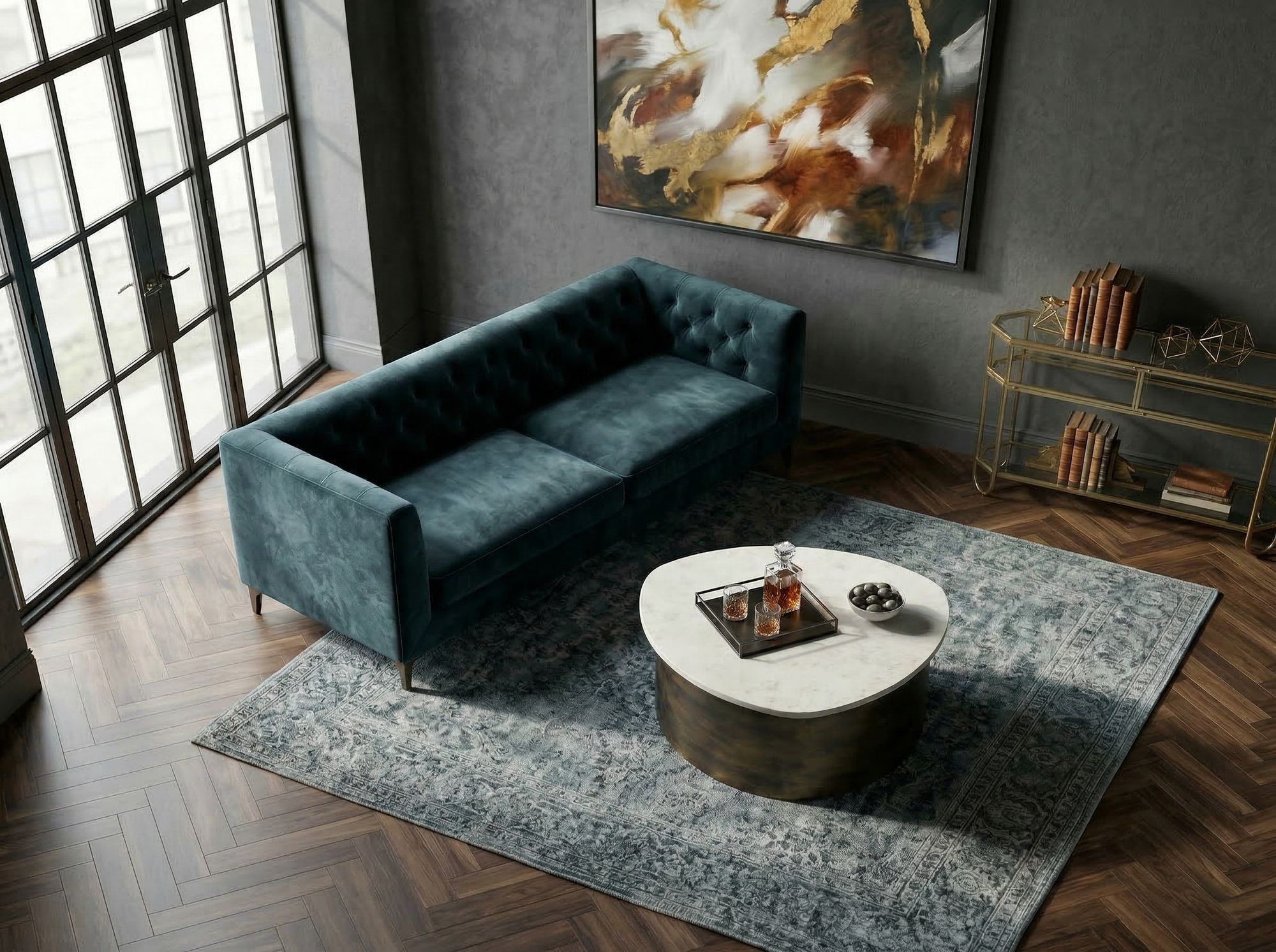 Couchtisch Kjollefjord Marmor Gold 63 × 63 × 30 cm