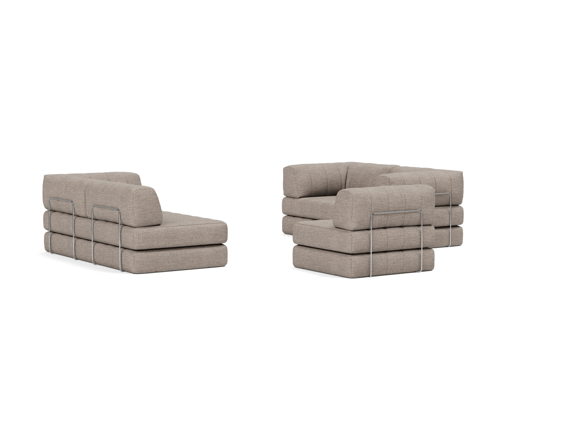 Eck-Schlafsofa CozyPad mit Armlehnen Chenille Yuveno 472-Warm-Grey