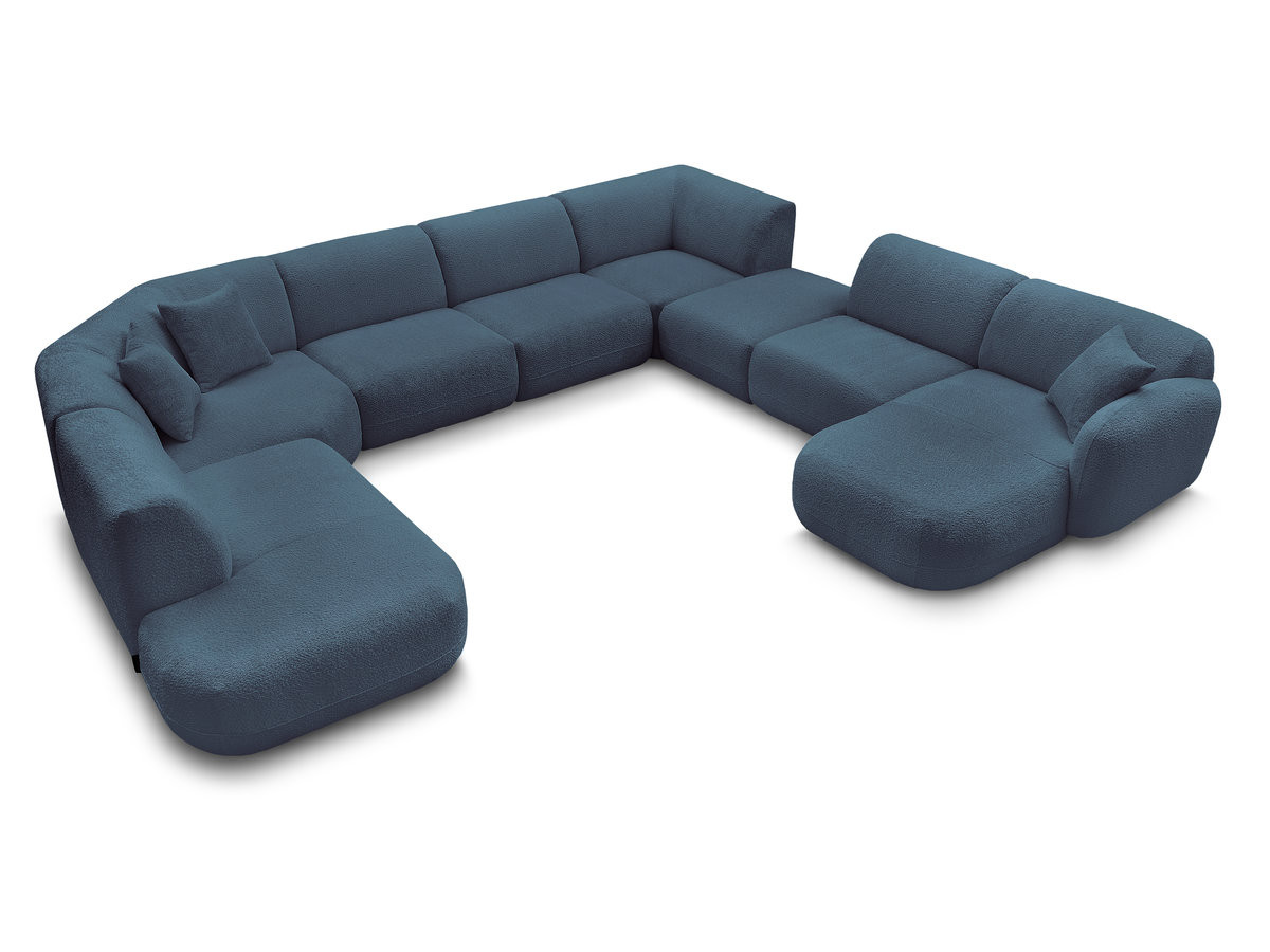 Bobochic Anda Wohnlandschaft mit Pouf 396 × 357 cm Chenille Hellblau Ecke rechts