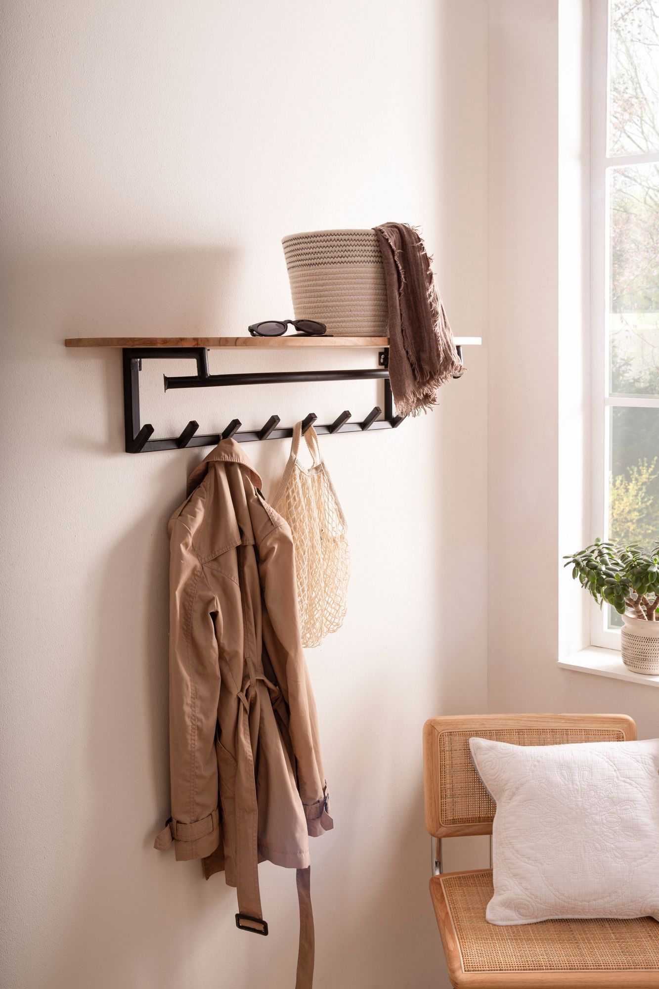 Wandgarderobe Nissedal Akazie Massivholz 100 × 20 × 30 cm