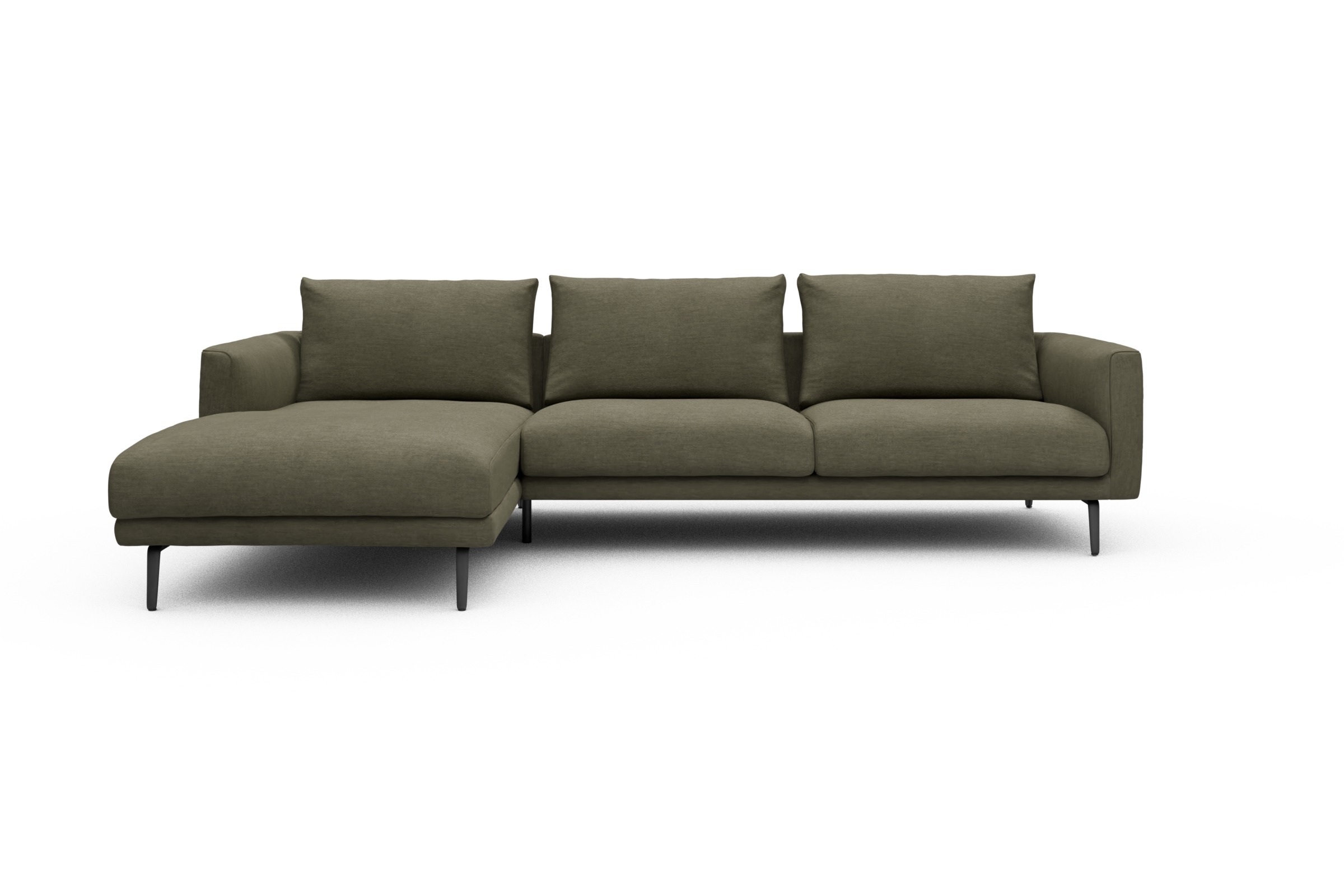 Skandi Home Ecksofa Karl Chaiselongue links mit 2,5-Sitzer Vivus-Dusty-Olive moebelfaktor