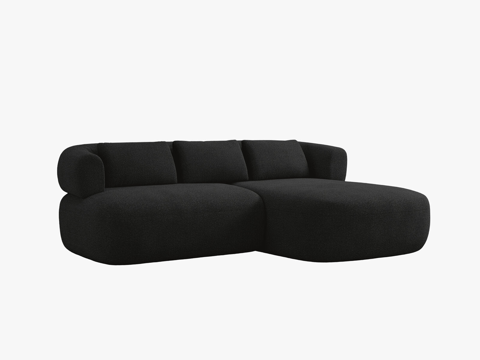 Micadoni 5-Sitzer Ecksofa Jenny Kleine Version Rechts Boucle Now or Never Schwarz