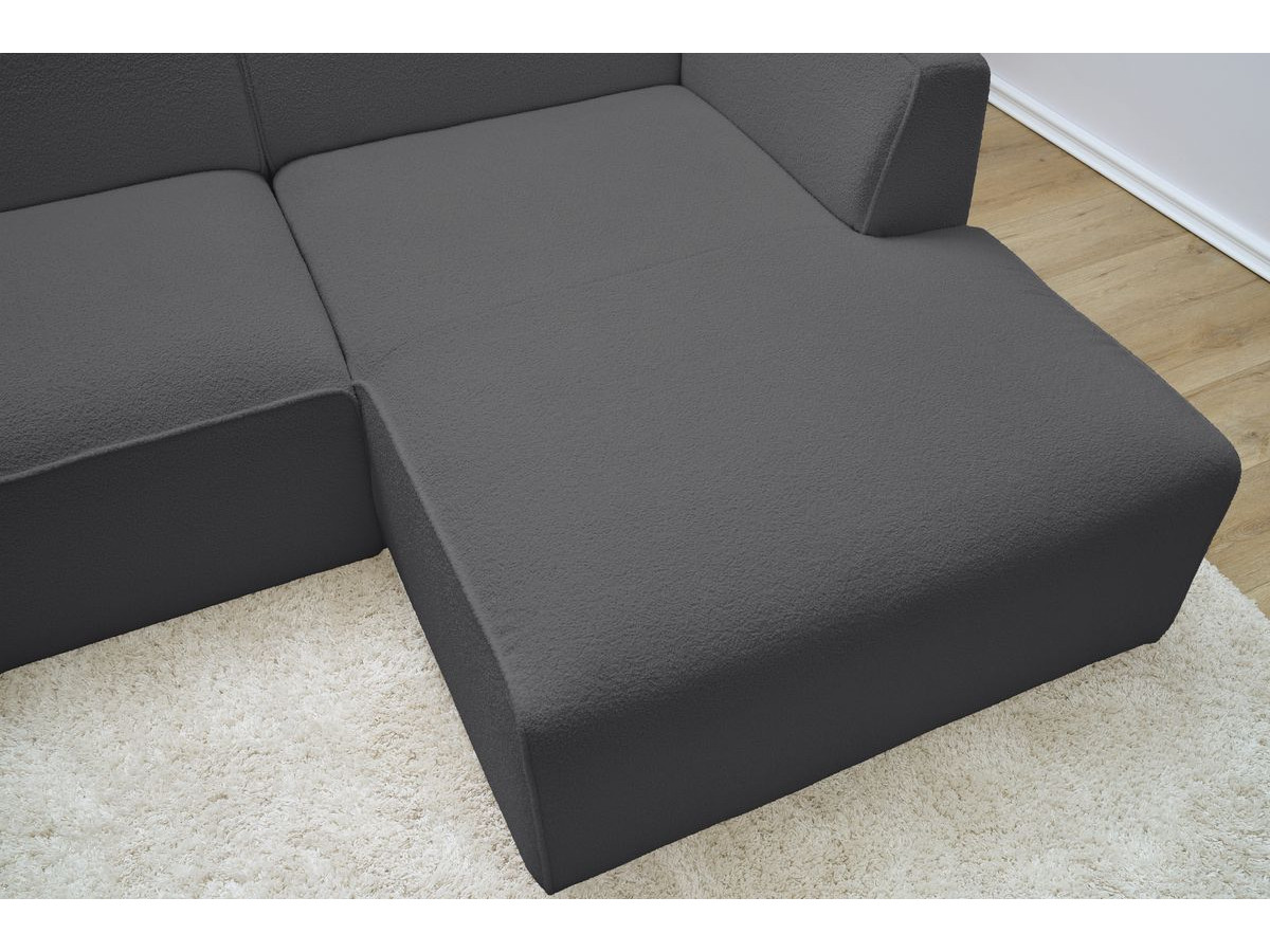 Bobochic Megeve Ecksofa Bouclé-Stoff Dunkelgrau Ecke rechts