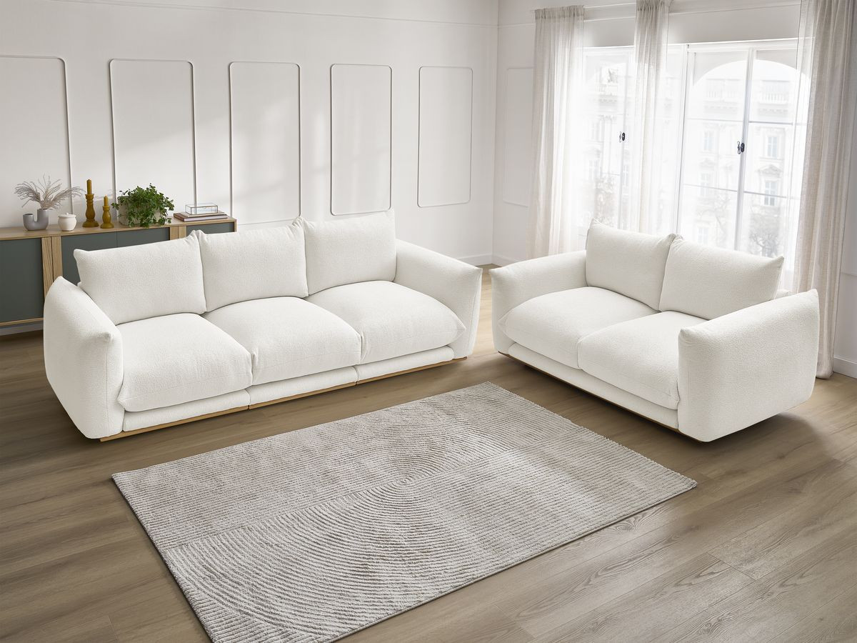 Bobochic Ernest Sofa 5-Sitzer Bouclé-Stoff Weiß
