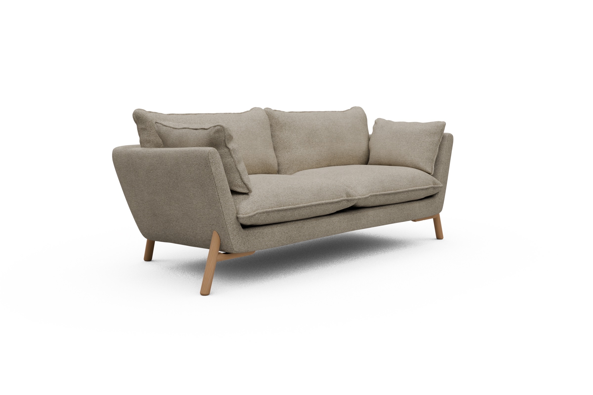 Sofa Emil PREMIUM 2-Sitzer Beinfarbe Eiche Natur Boucle-Beige