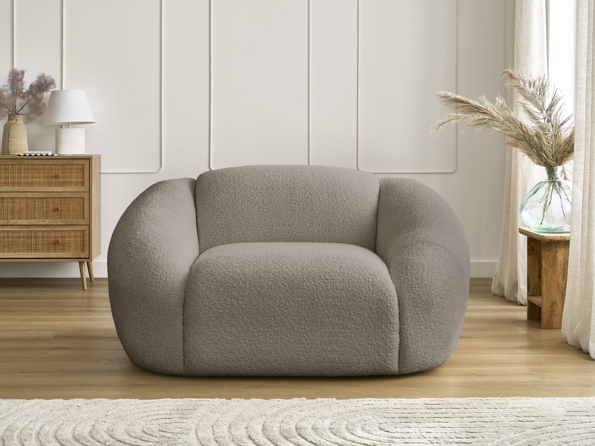 Bobochic Tina Sessel Bouclé-Stoff Taupe