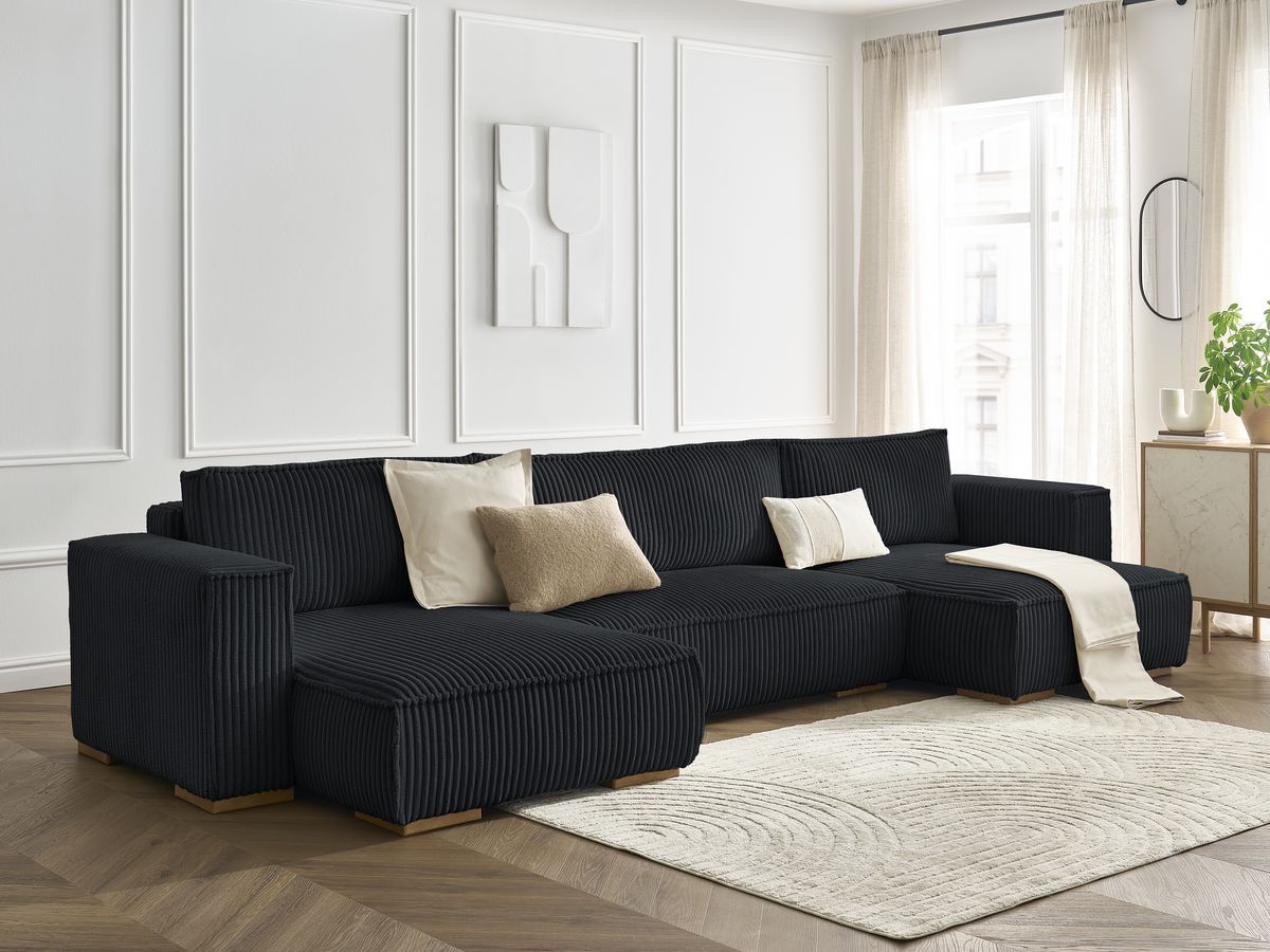Bobochic Chelsea Wohnlandschaft Breitcord weich Schwarz