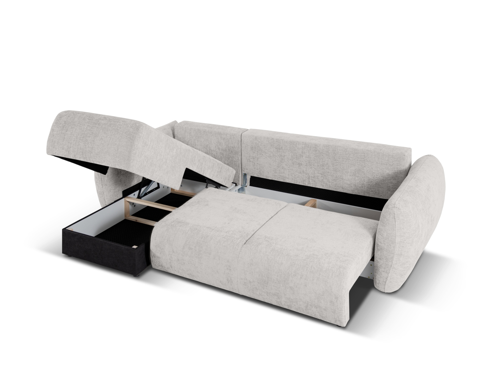 Cosmopolitan Design Ecksofa Matera 4-Sitzer mit Schlaffunktion Chenille Eden Silber Links