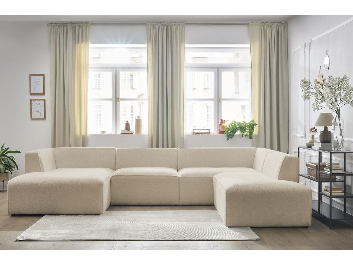 Bobochic Megeve Wohnlandschaft Bouclé-Stoff Beige Ecke links