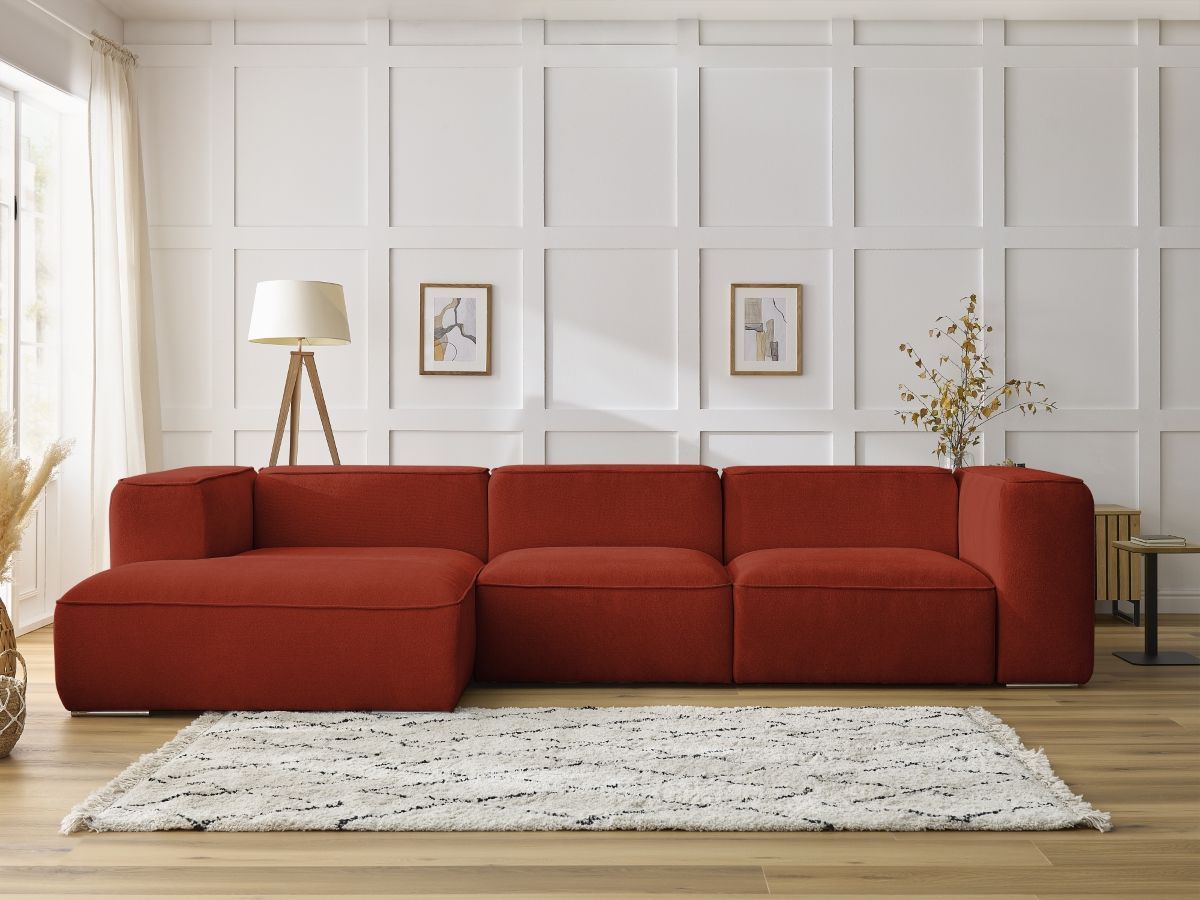Bobochic Zephyr Ecksofa 349 × 165 cm Strukturstoff Orange Ecke links
