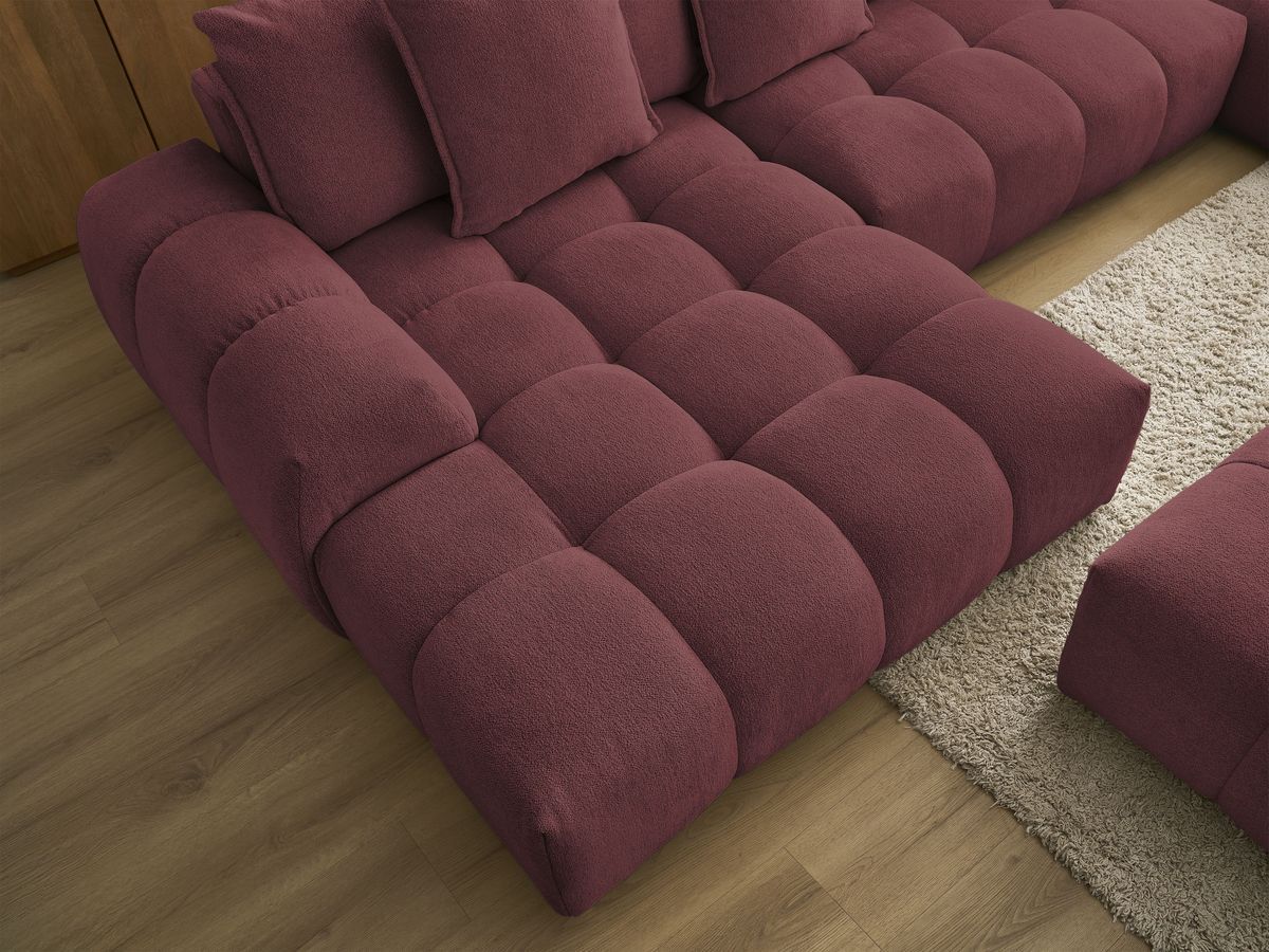 Bobochic Everest Wohnlandschaft mit Pouf, 14 Kissen Melange-Stoff Rot Ecke links