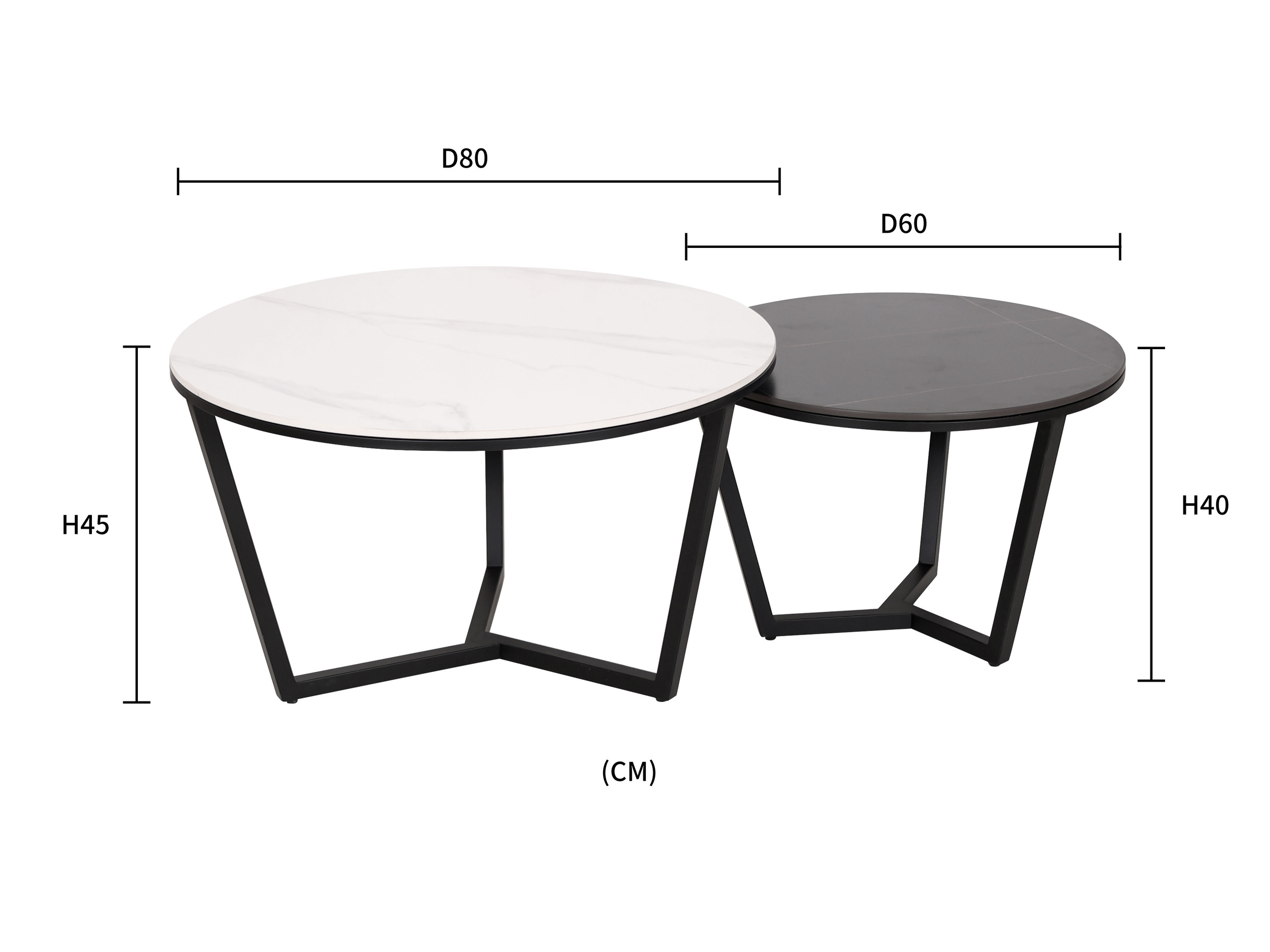 Livin Hill Couchtisch-Set Modig Weiß/Schwarz, Beine Schwarz