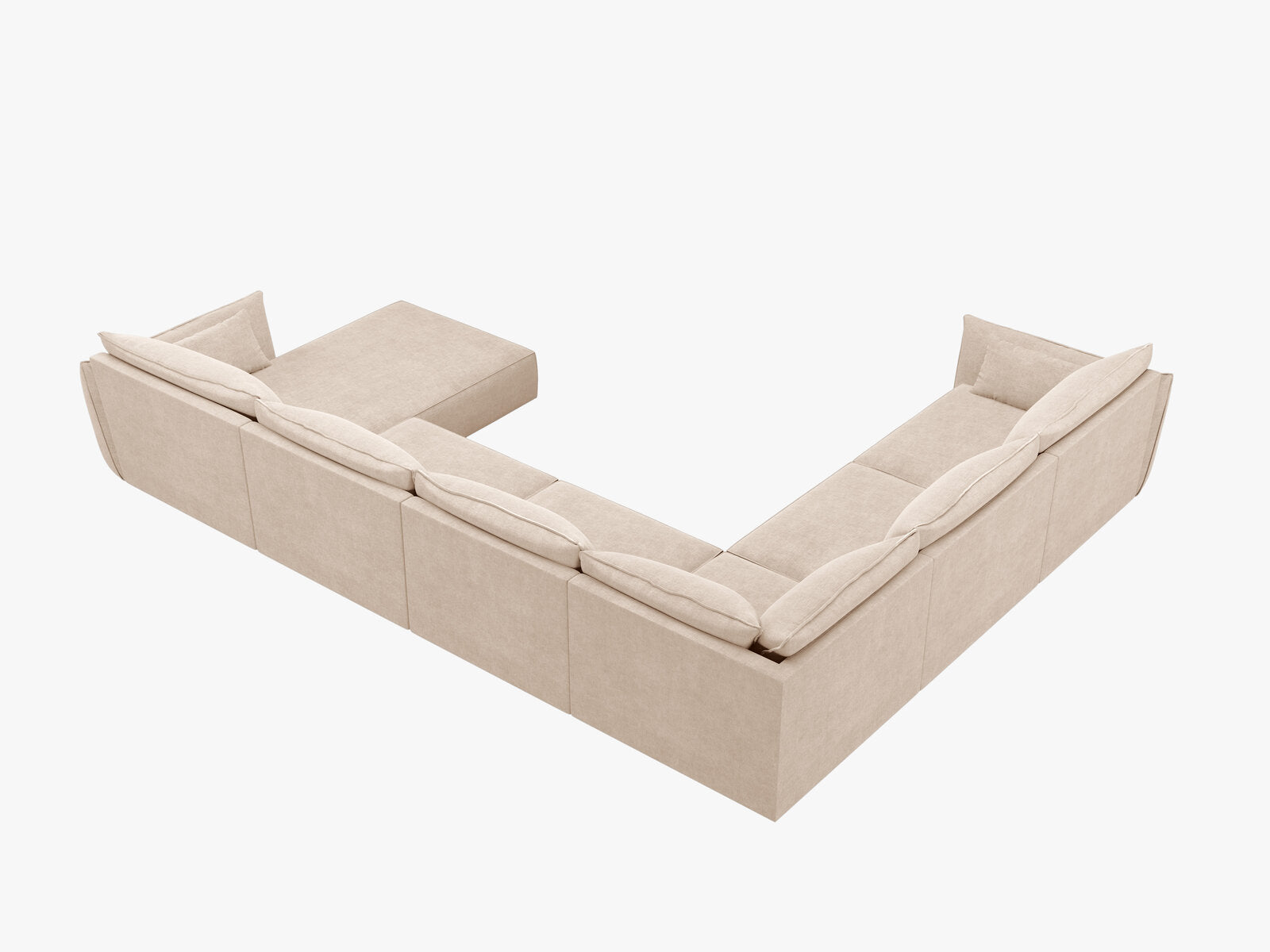 Micadoni Panorama-Ecksofa Kaelle 8-Sitzer Links Chenille Over The Horizon Beige