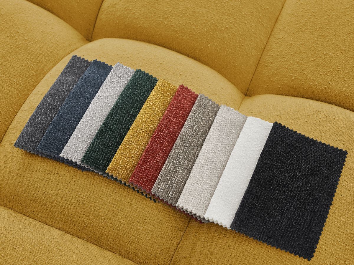 Bobochic Everest Sofa 3-Sitzer, 5 Kissen Strukturstoff Gelb