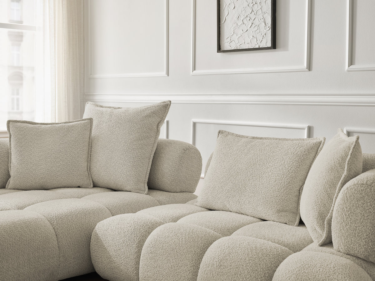 Bobochic Alya Ecksofa Bouclé-Stoff Beige Ecke links