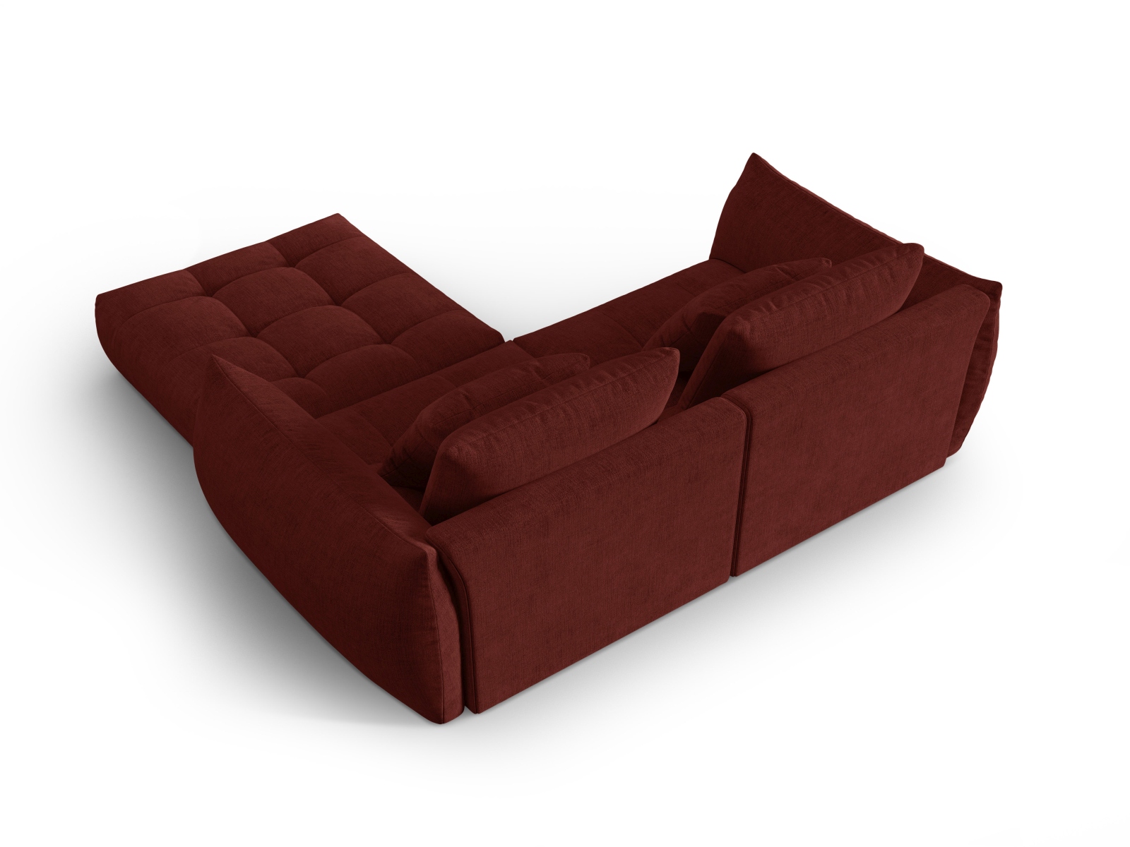 Micadoni Ecksofa Bloom 3-Sitzer Strukturierter Stoff Rot