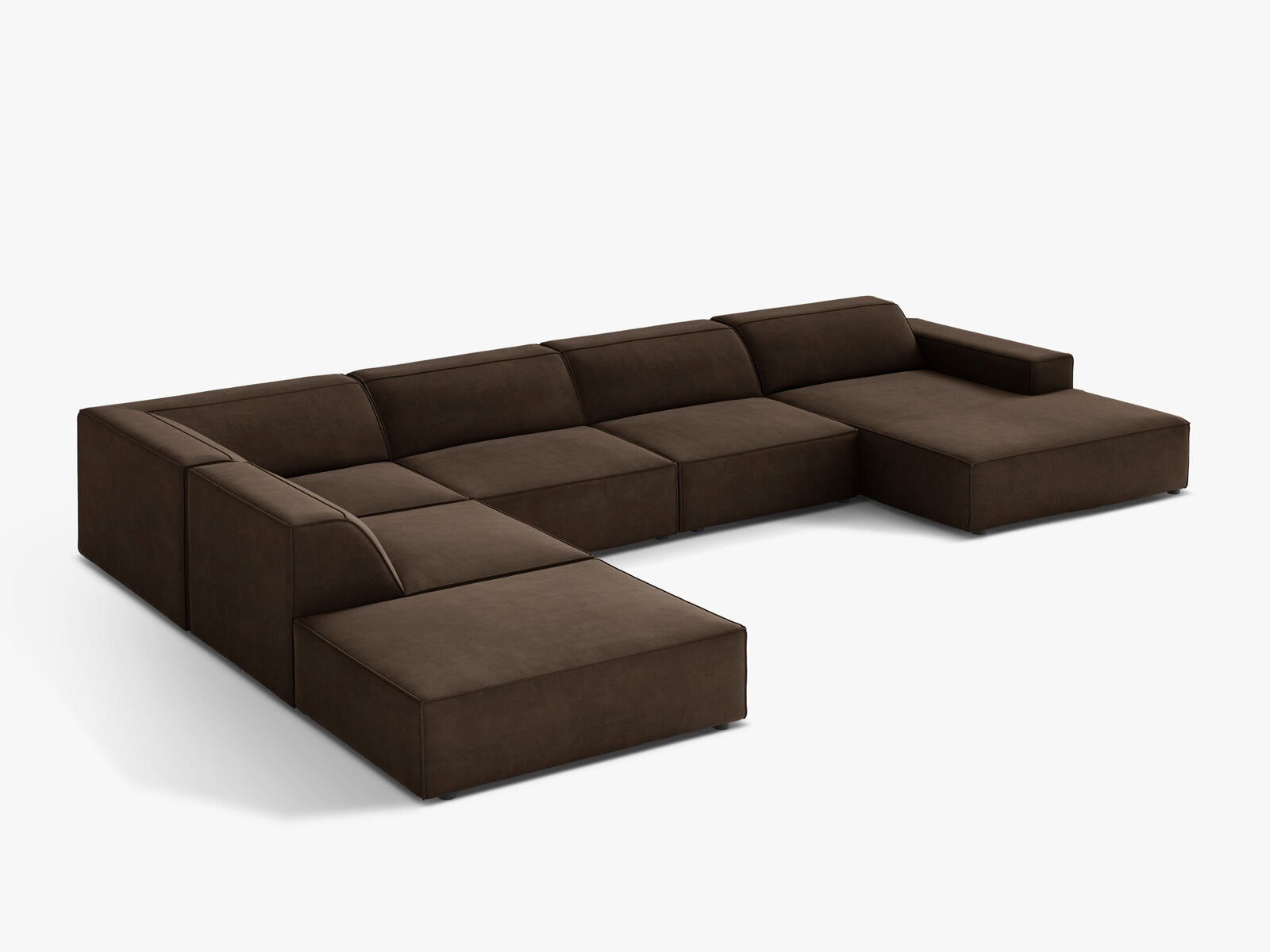 Micadoni Panorama-Ecksofa Jodie 7-Sitzer Links Samt Bluvel Dunkelbraun