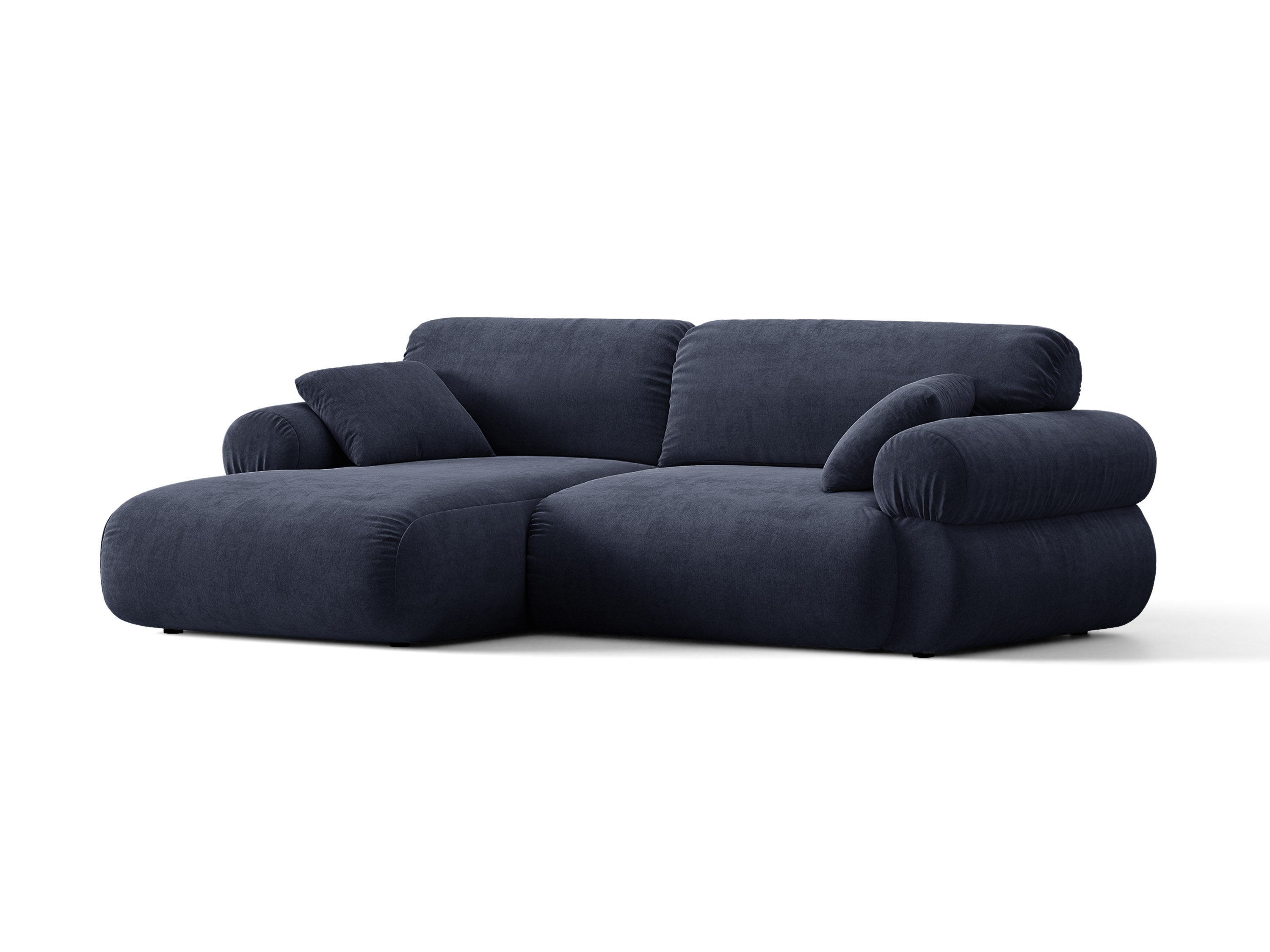 Micadoni Ophelia Ecksofa 4-Sitzer Strukturierter Stoff Liberty Marineblau Links