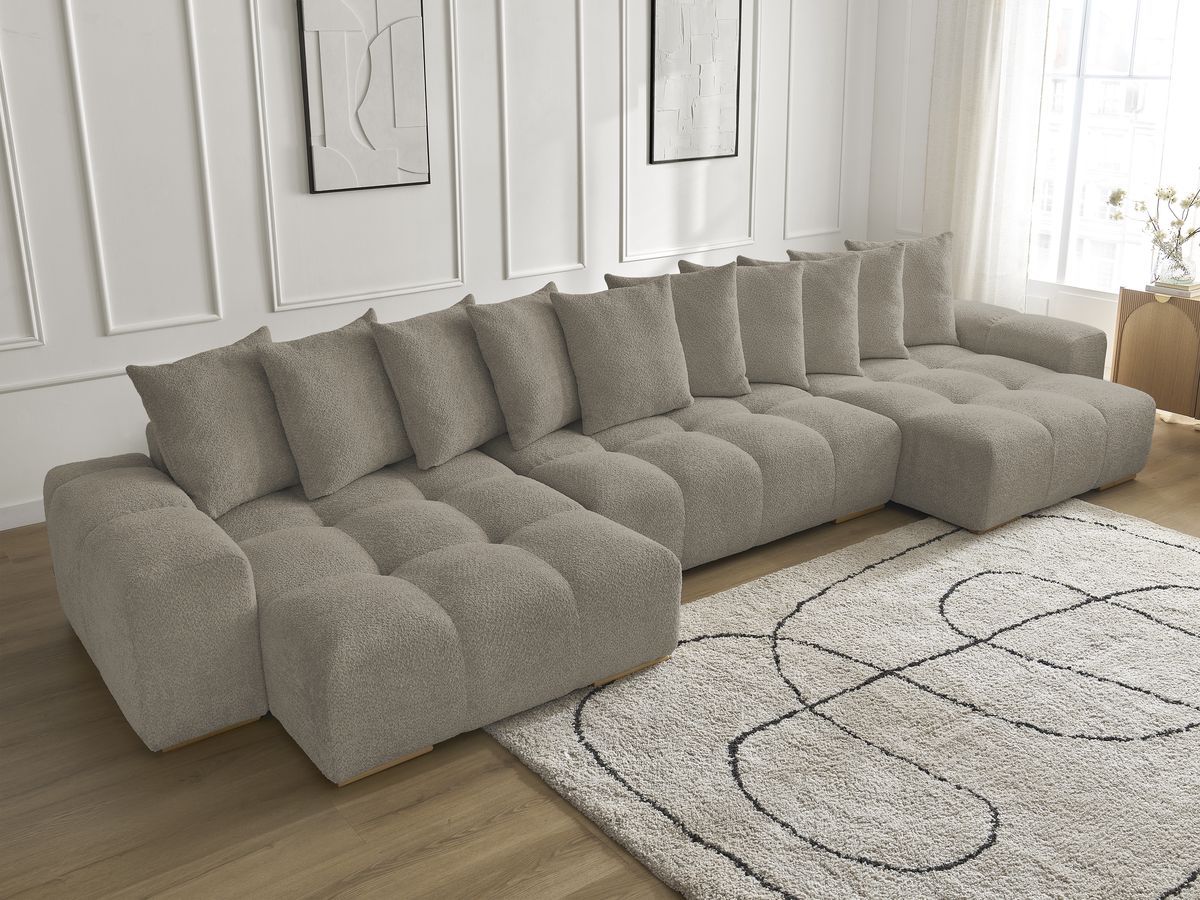 Bobochic Anakin Wohnlandschaft, 10 Kissen Bouclé-Stoff Taupe