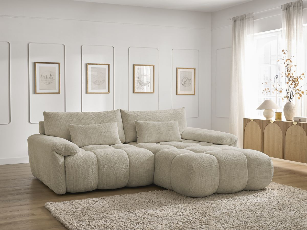 Bobochic Ivane Ecksofa Strukturstoff Beige Ecke rechts