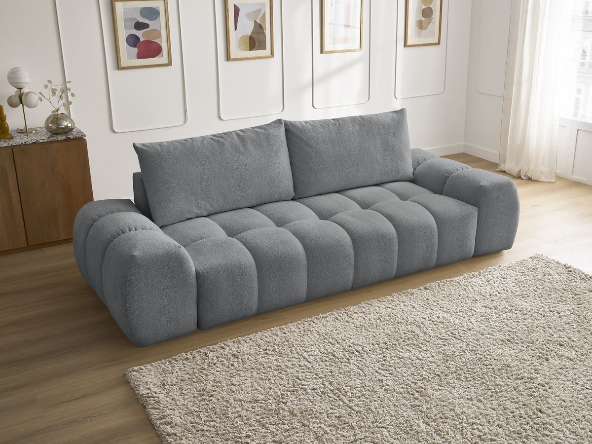 Bobochic Everest Sofa 3-Sitzer, 2 Kissen Melange-Stoff Dunkelgrau