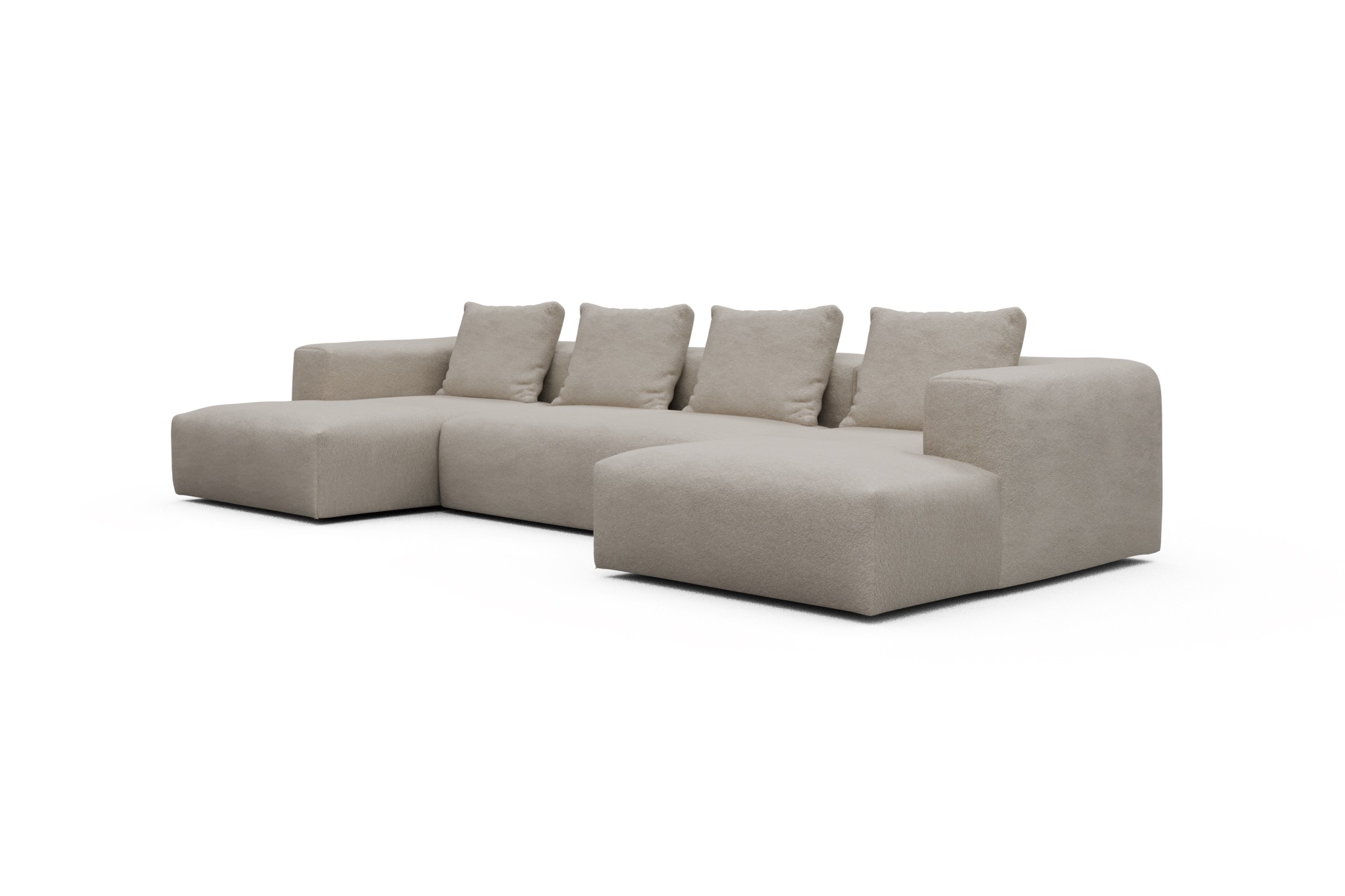Wohnlandschaft Fred mit 2-Sitzer und Chaiselongue beidseitig Aivi-Lace-Beige