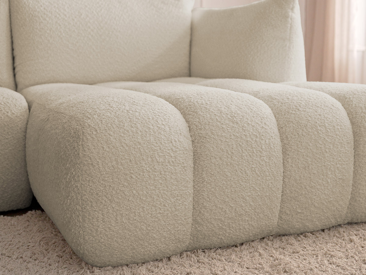 Bobochic Azra Ecksofa 319 × 178 cm Bouclé-Stoff Beige Ecke rechts