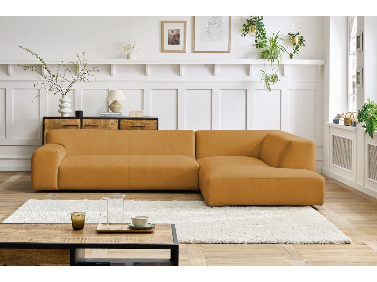 Bobochic Lavena Ecksofa 312 × 220 cm Samt Gelb Ecke links
