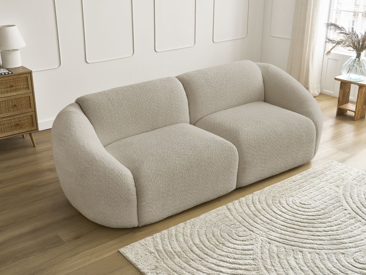 Bobochic Tina Sofa 3-Sitzer Bouclé-Stoff Beige