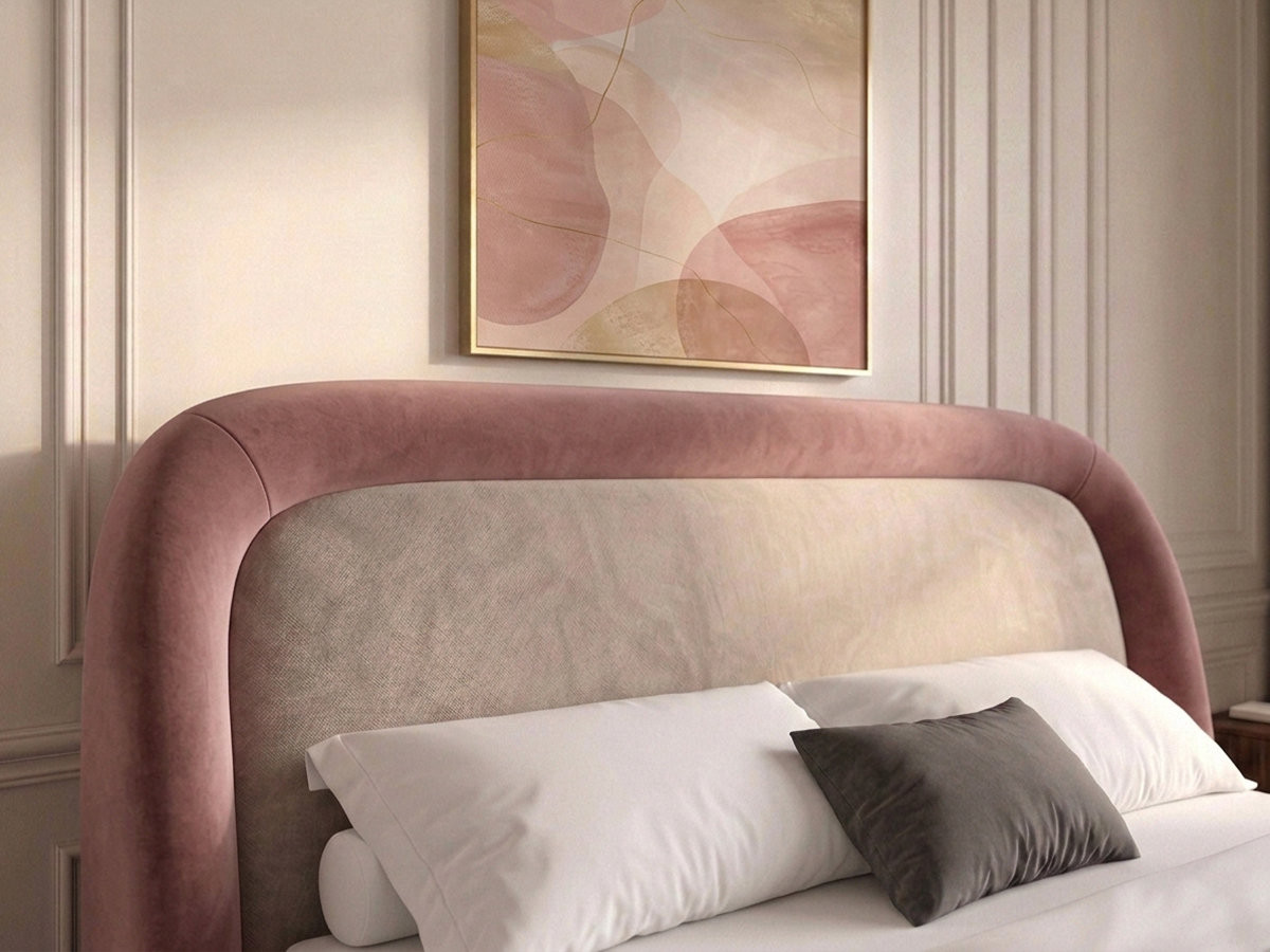 Bobochic Sam Polsterbett mit Bettkasten Samt Rosa, Liegefläche 140 × 190 cm