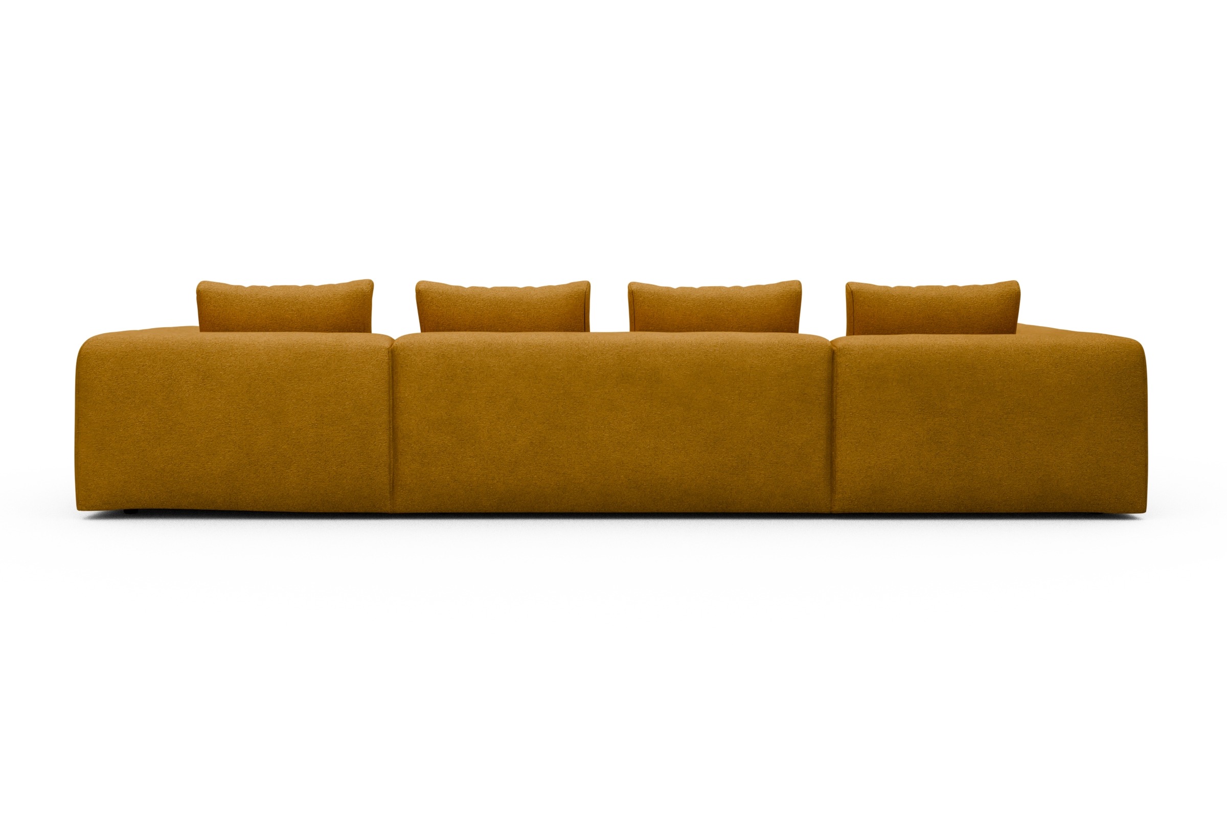 Wohnlandschaft Fred Relax-Ecke links mit 2-Sitzer und Chaiselongue rechts Boucle Skandi 536-Ochre