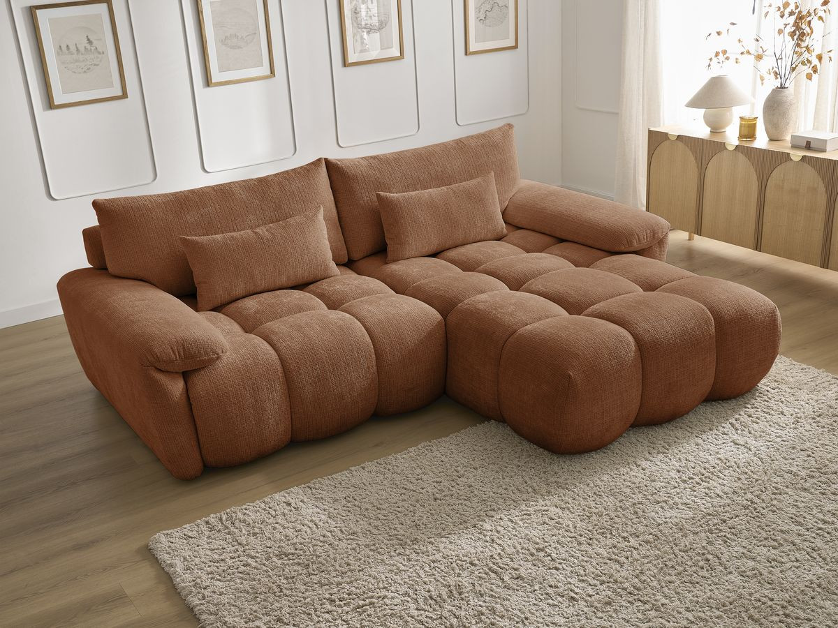 Bobochic Ivane Ecksofa Strukturstoff Orange Ecke rechts