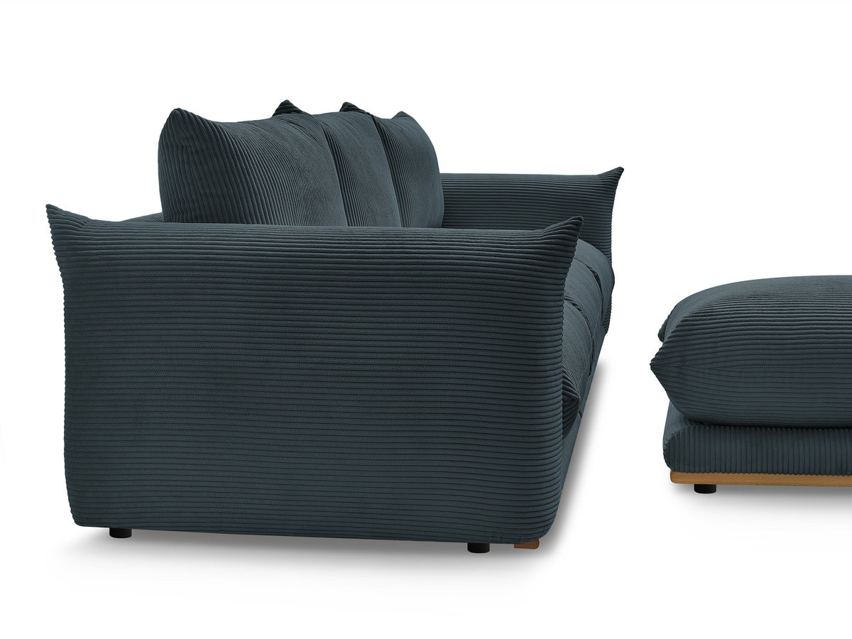 Bobochic Ernest Sofa 3-Sitzer mit Pouf 266 × 106 cm Cordsamt Dunkelblau