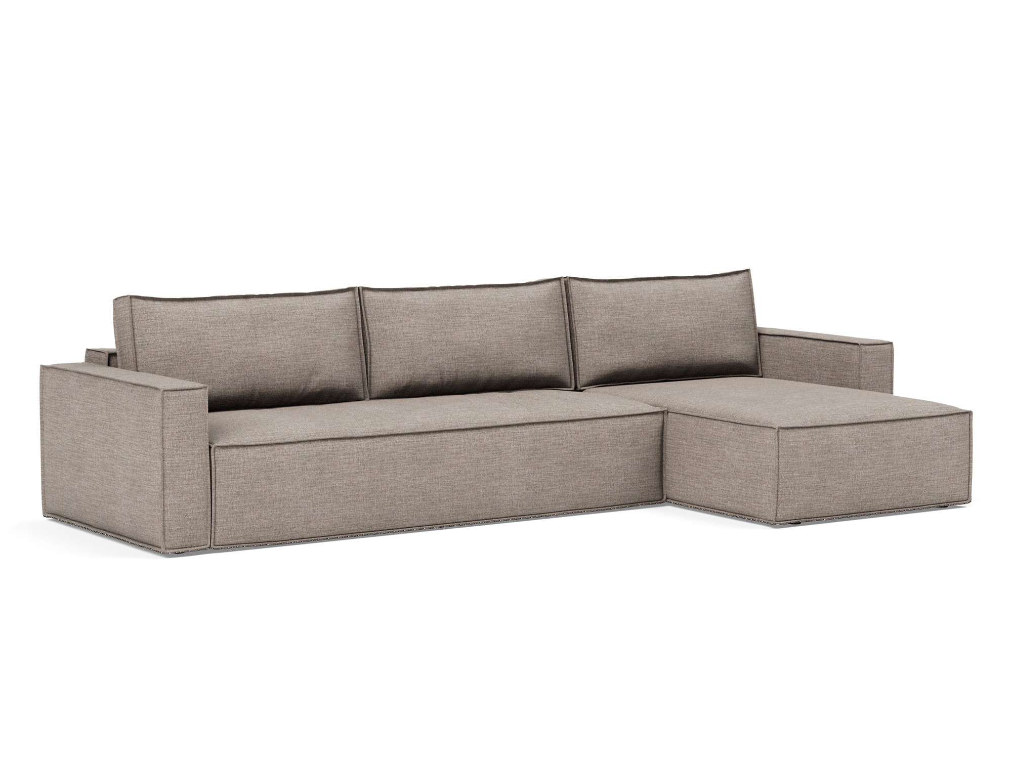 Schlafsofa Newilla mit Chaiselongue Chenille Yuveno 472-Warm-Grey